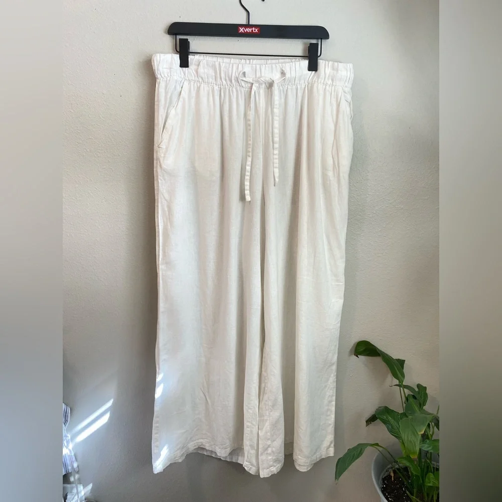 AVA & VIV Plus Size  Pants White‎ Linen Drawstring Pants
Size XXL - Picture 3 of 12